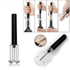 Ilmapaineviinipullonavaaja + folioleikkuri – ruostumaton neliosainen setti