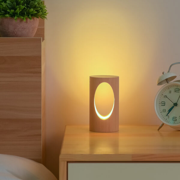 Massiivipuinen LED-yövalo – himmennettävä ja USB-ladattava - Image 5