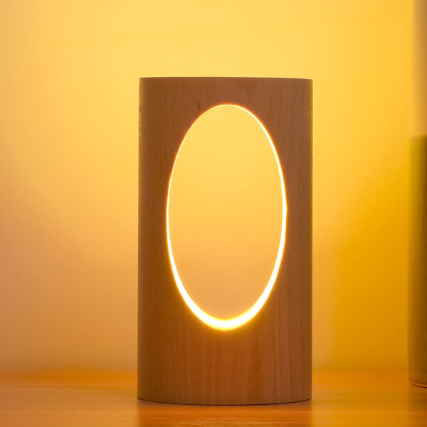 Massiivipuinen LED-yövalo – himmennettävä ja USB-ladattava - Image 3