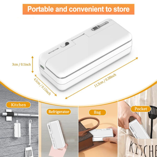Mini-suljin 2-in-1 – ladattava pussinsulkemiskone USB:llä - Image 4