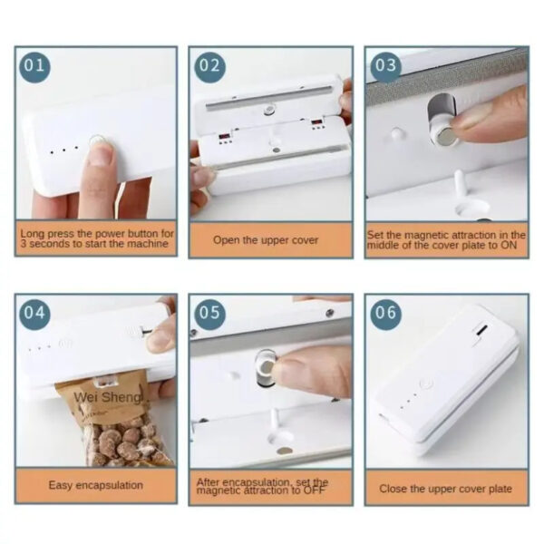 Mini-suljin 2-in-1 – ladattava pussinsulkemiskone USB:llä - Image 5