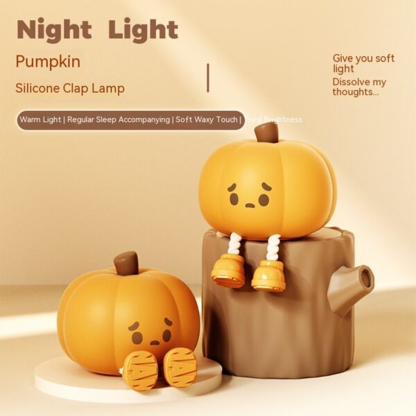 Halloween-kurpitsa Yövalo – Söpö Silikonilamppu, Himmentyvä ja Ladattava Pöytävalo Lasten Lahjaksi - Image 9