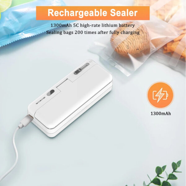 Mini-suljin 2-in-1 – ladattava pussinsulkemiskone USB:llä - Image 6