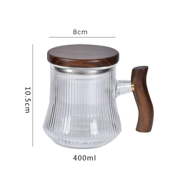 Teekannu – Lasi muki puisella kannella ja kahvalla (sisäinen lasisuodatin), elegantti muotoilu – 350 ml / 400 ml - Image 5