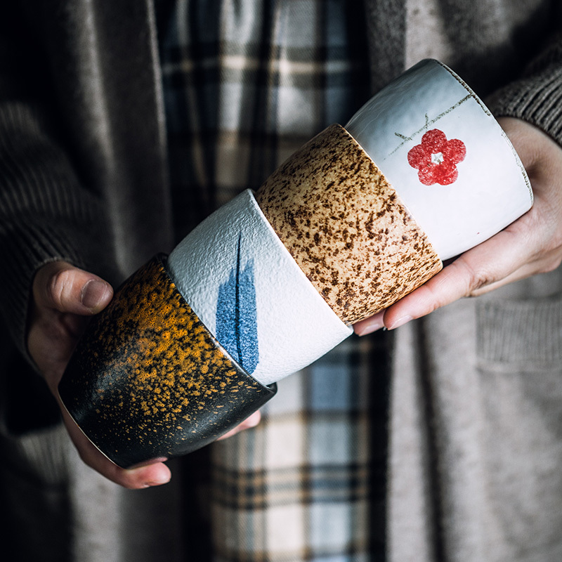 Japanilaistyylinen lyhyt keraaminen teekuppi – Alilasitettu koriste (200 ml) - Image 3